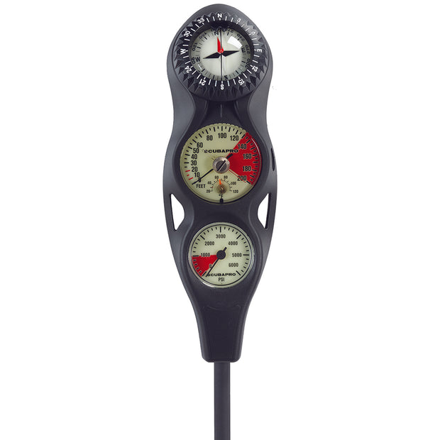 3-Gauge In-Line Dive Console W/ FS-1.5 Compass, PGPSI DGFT